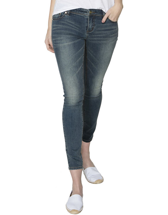 Dickies Girl Juniors 5-Pocket Slim Denim Crop Jean - MEDIUM DENIM WASH (MDW)