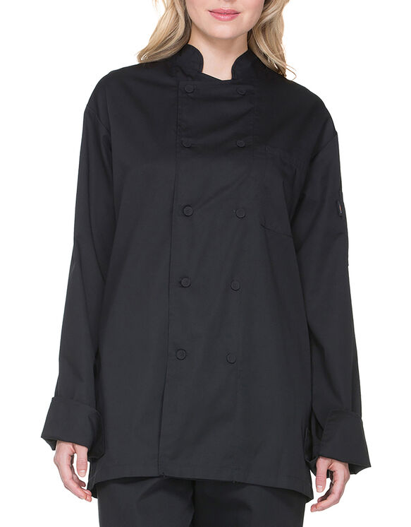 Unisex Cool Breeze Long Sleeve Chef Coat - BLACK (BLK)