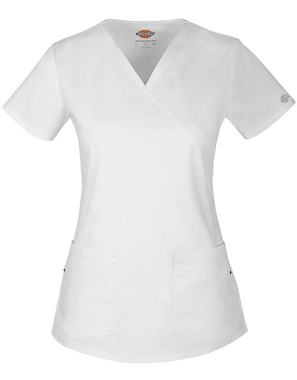 Women's Junior Fit Evolution NXT Mock Wrap Scrub Top - DICKIES WHITE (DWH)
