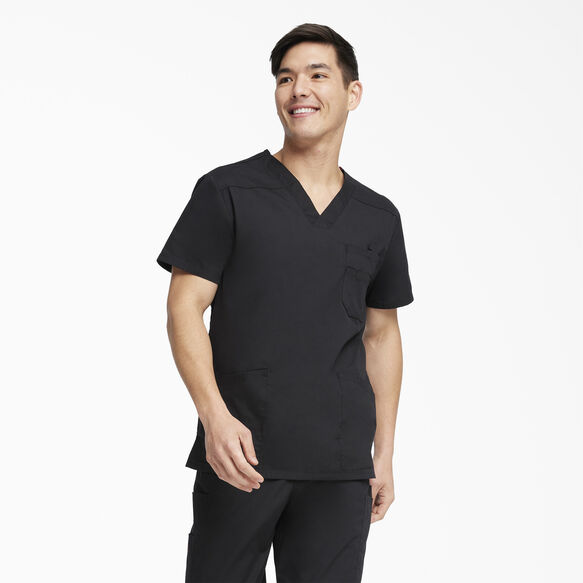 Men's EDS Signature V-Neck Scrub Top - BLACK (BLK)