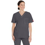 Unisex EDS Signature Tuckable V-Neck Scrub Top - Pewter - 1