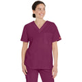 Unisex EDS Signature Tuckable V-Neck Scrub Top - Wine - 1