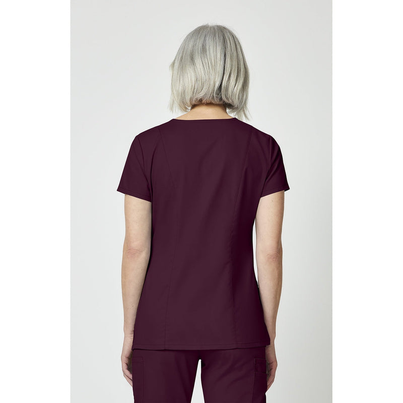 Women's EDS Signature V-Neck Scrub Top - Wine - 2