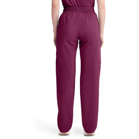 Women's EDS Signature Natural Rise Tapered Leg Pull-On Scrub Pant - Wine - 2