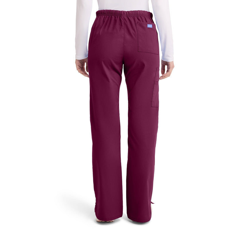 Women's EDS Signature Mid Rise Drawstring Cargo Scrub Pant - Wine - 2