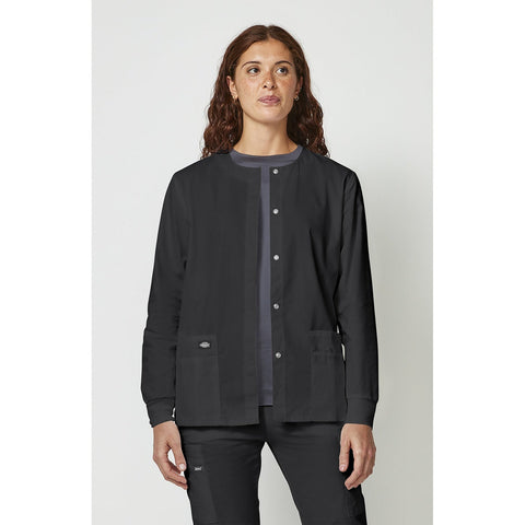 Women's EDS Signature Snap Front Warm-Up Scrub Jacket - Black - 1