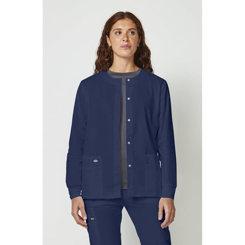 Women's EDS Signature Snap Front Warm-Up Scrub Jacket - Navy - 1
