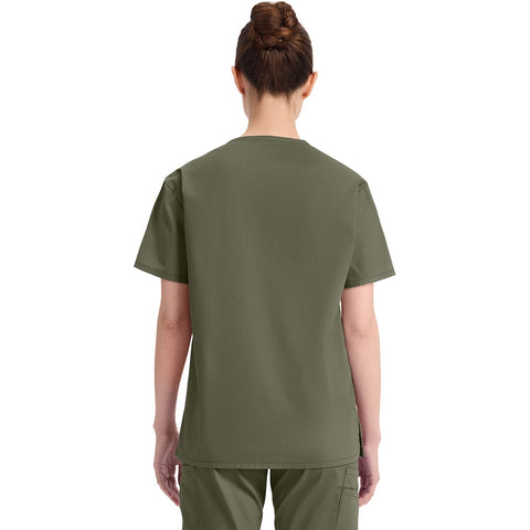 Women's EDS Signature V-Neck Scrub Top - Olive - 2