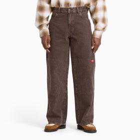 Loose Straight Double Knee Jeans - DARK BROWN (DBX) / 28