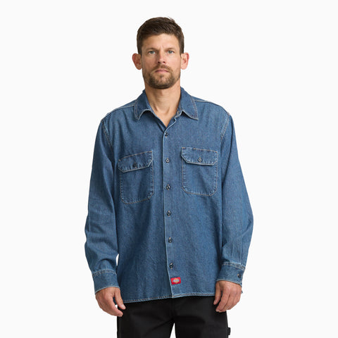Relaxed Fit Denim Long Sleeve Shirt