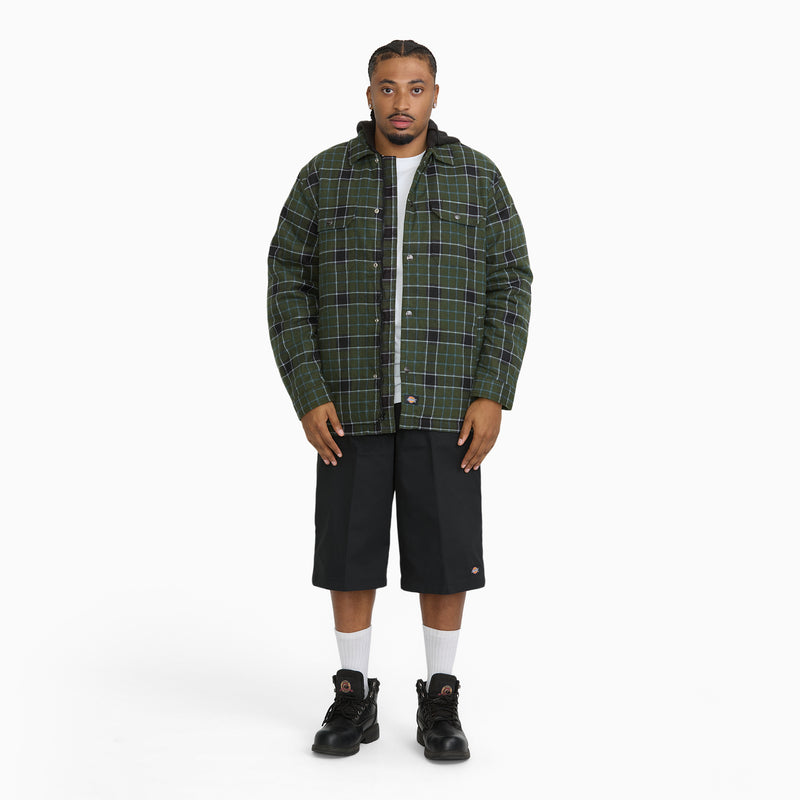 Insulated Plaid Hooded Shirt Jacket