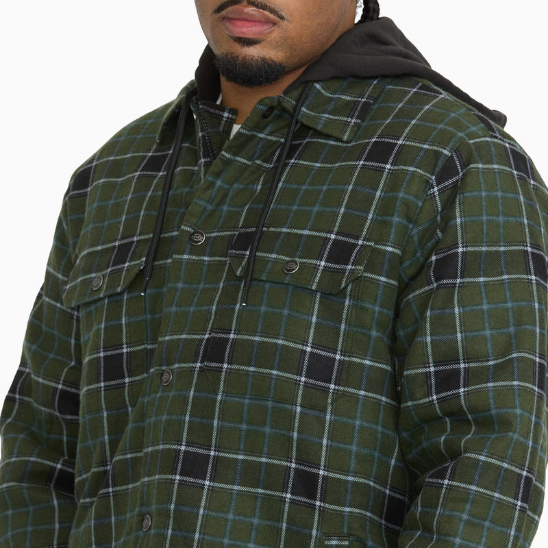 Insulated Plaid Hooded Shirt Jacket