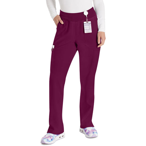 Women's EDS Essentials Natural Rise Tapered Leg Pull-On Scrub Pant - Wine - 1