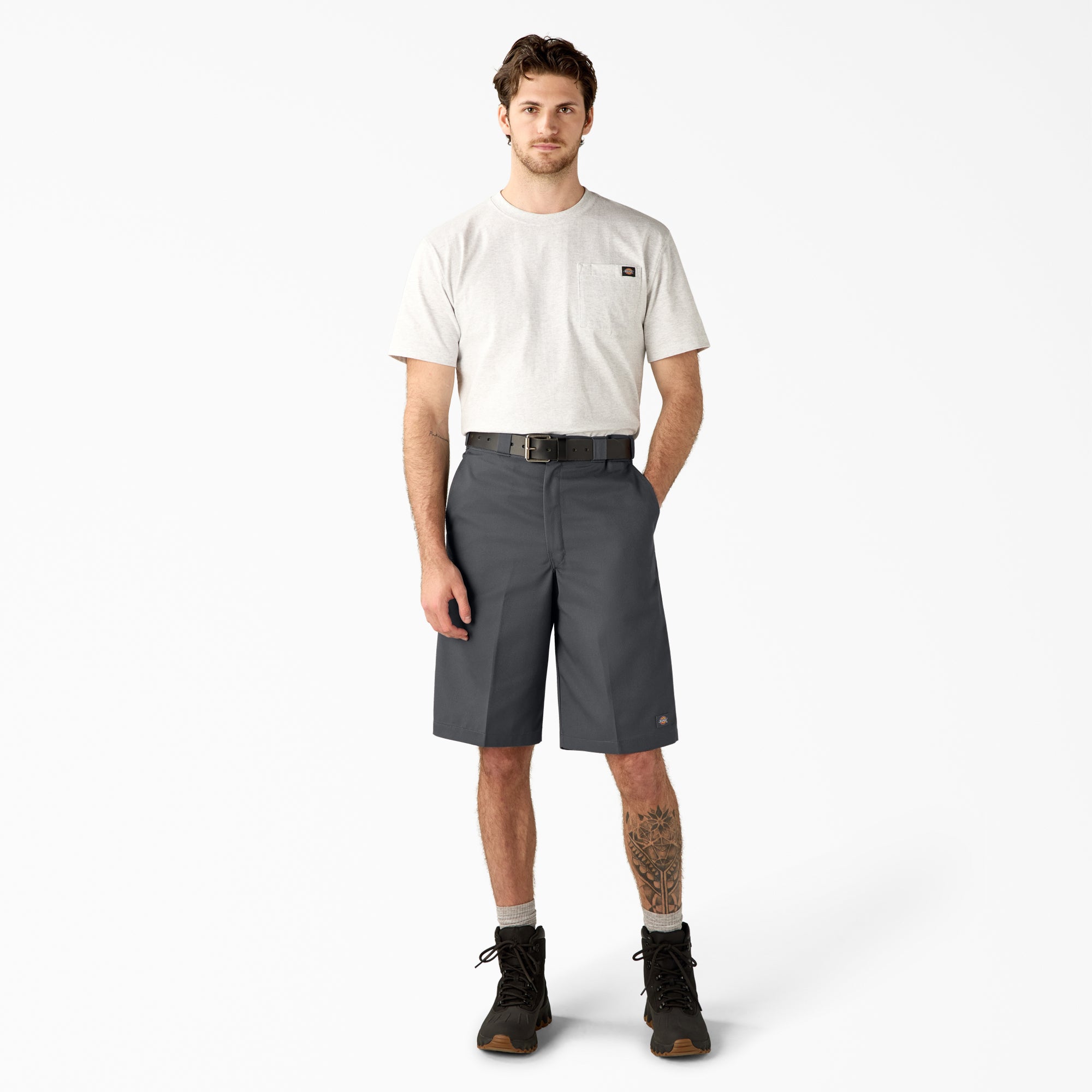 Loose Fit Flat Front Work Shorts, 13