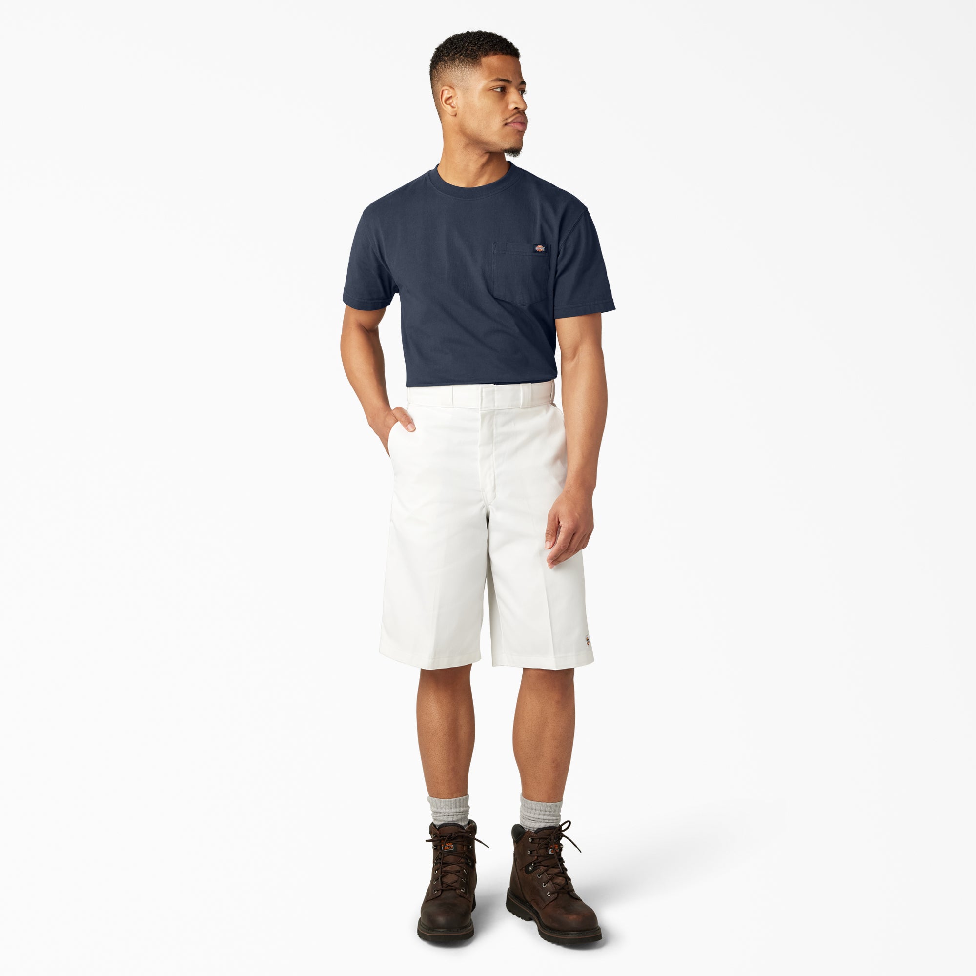Loose Fit Flat Front Work Shorts, 13