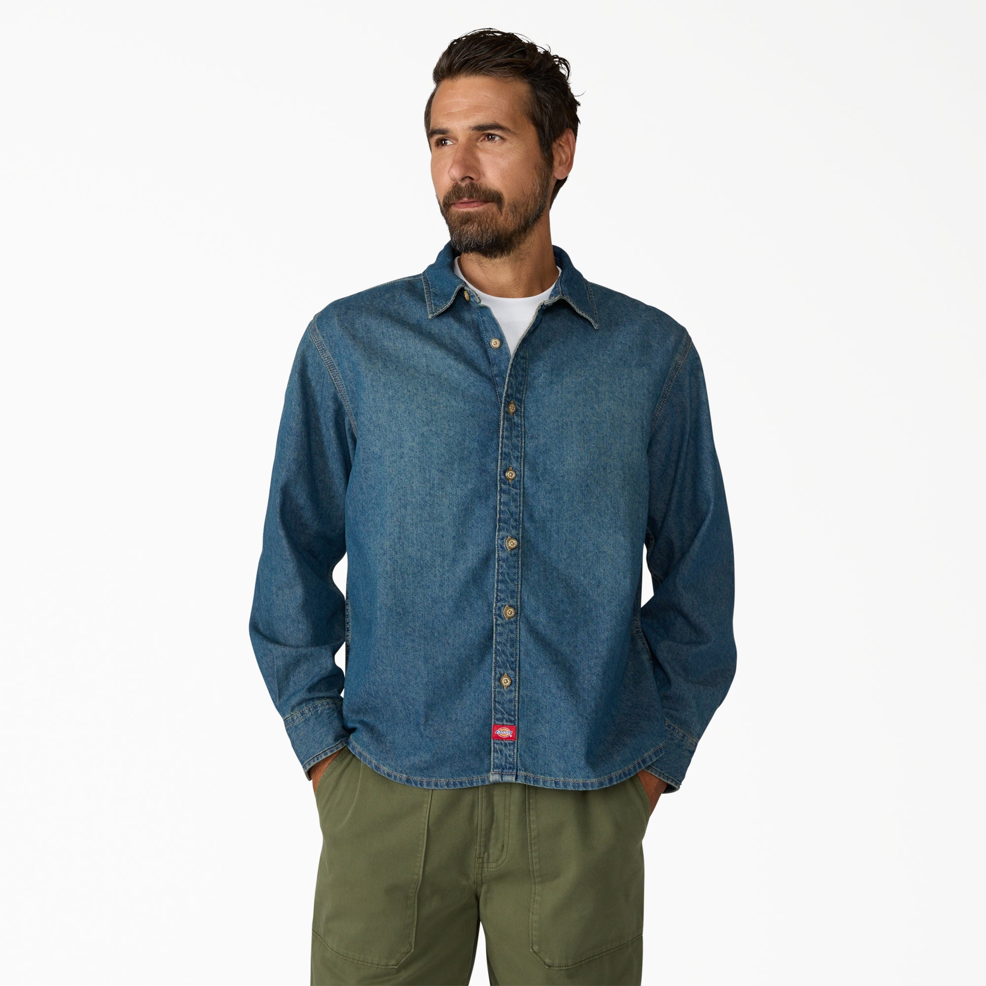 美品★ DETACHABLE SLEEVE DENIM SHIRT Lightweight Long Sleeve Denim Shirt | Dickies US