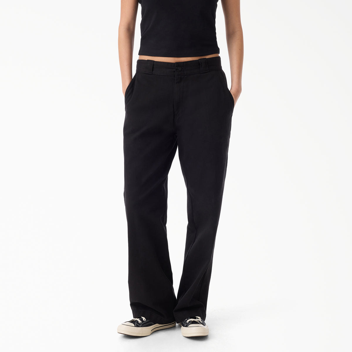 Women's 247 Garment Dyed Loose Work Pants Black (BLK) - 1