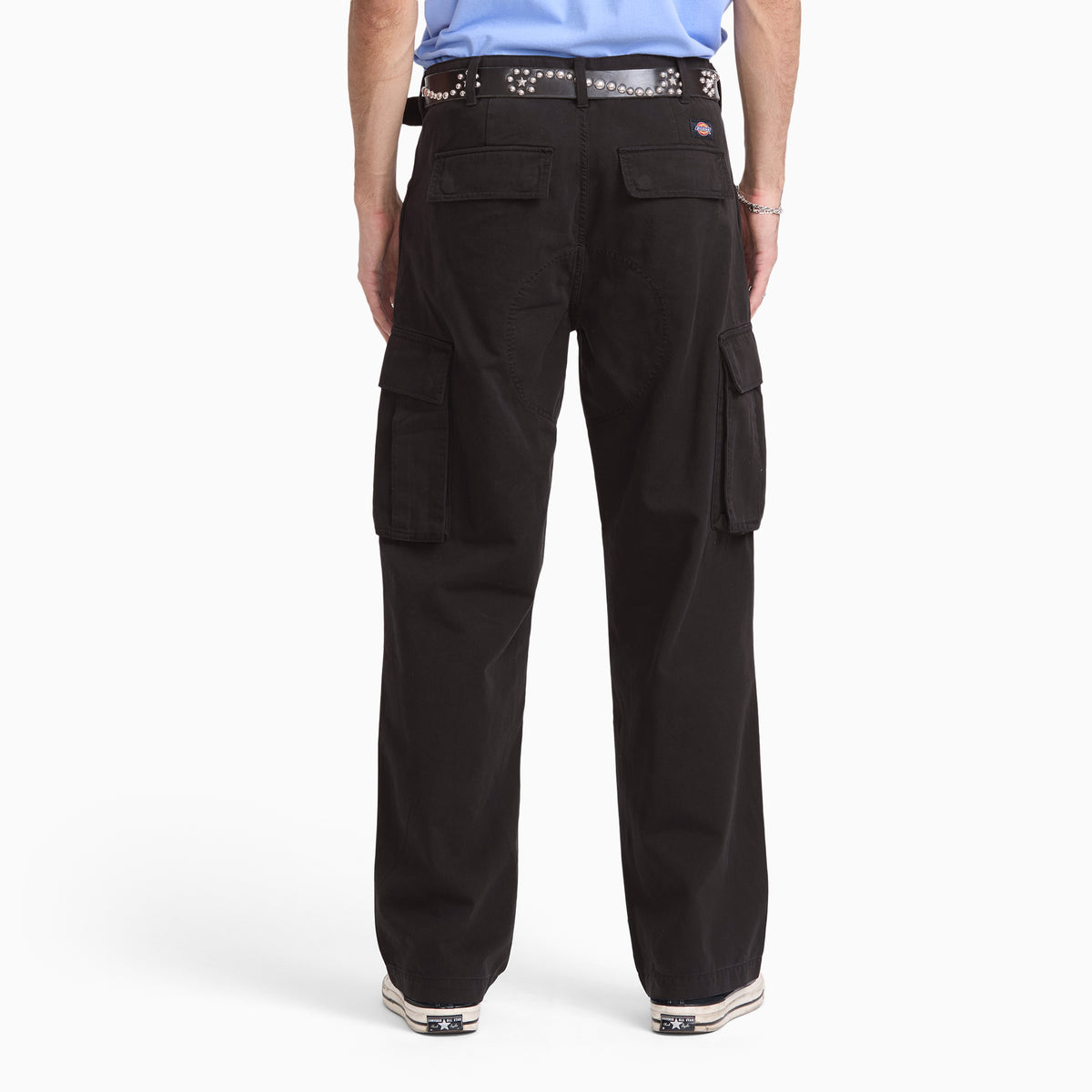 247 Loose Straight Garment Dyed Cargo Pants Black (BLK) - 2