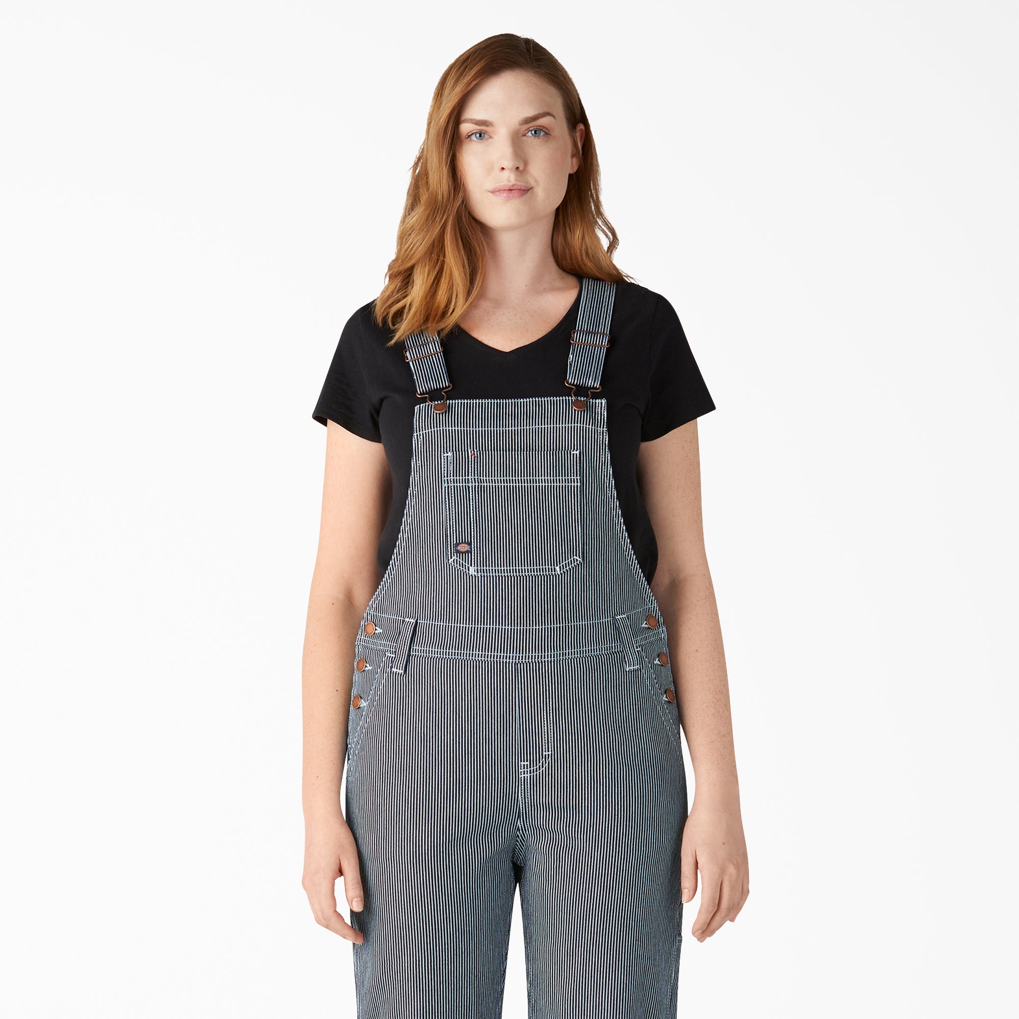 Women's Hickory Stripe Boyfriend Fit Bib Overalls | Dickies US