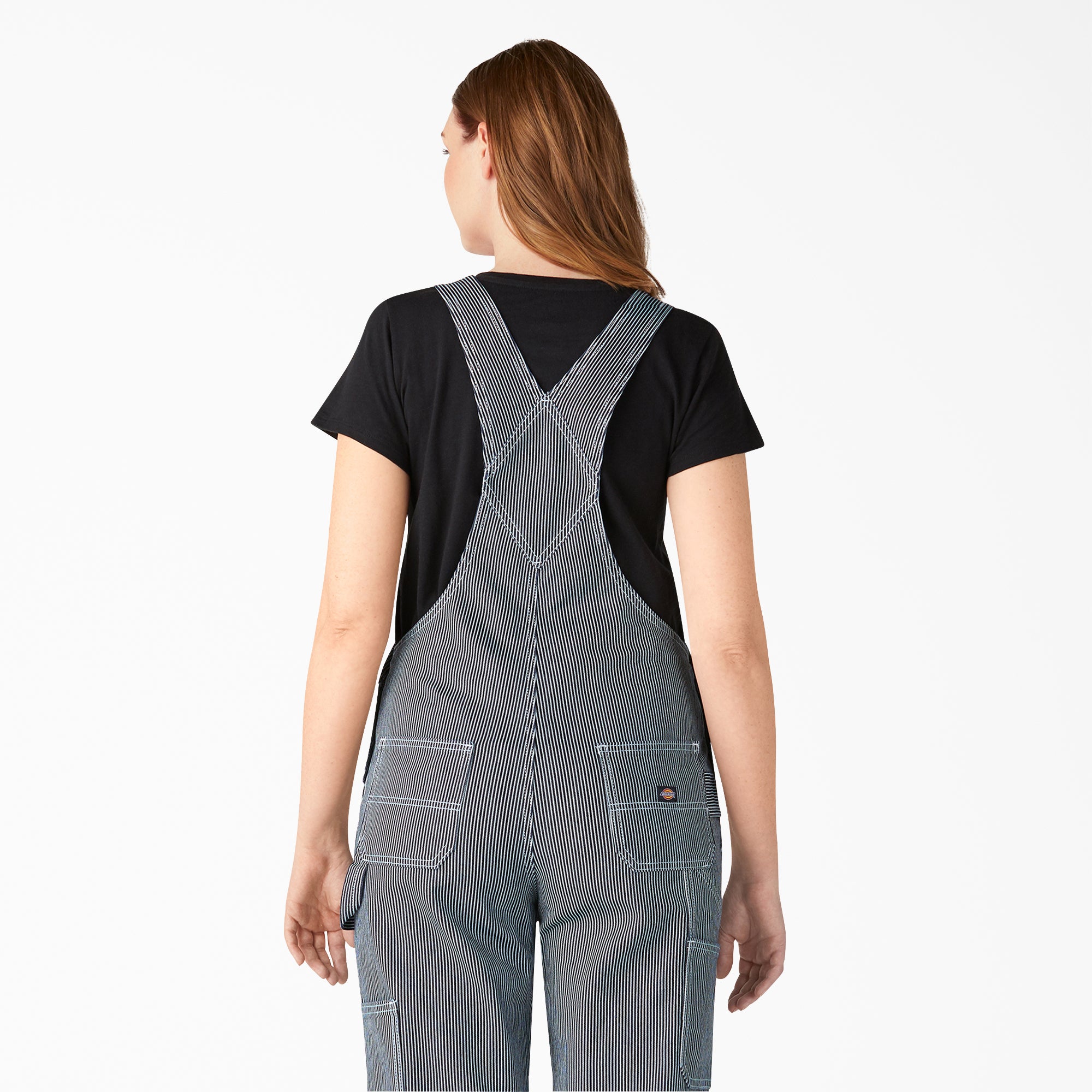 Women's Hickory Stripe Boyfriend Fit Bib Overalls | Dickies US