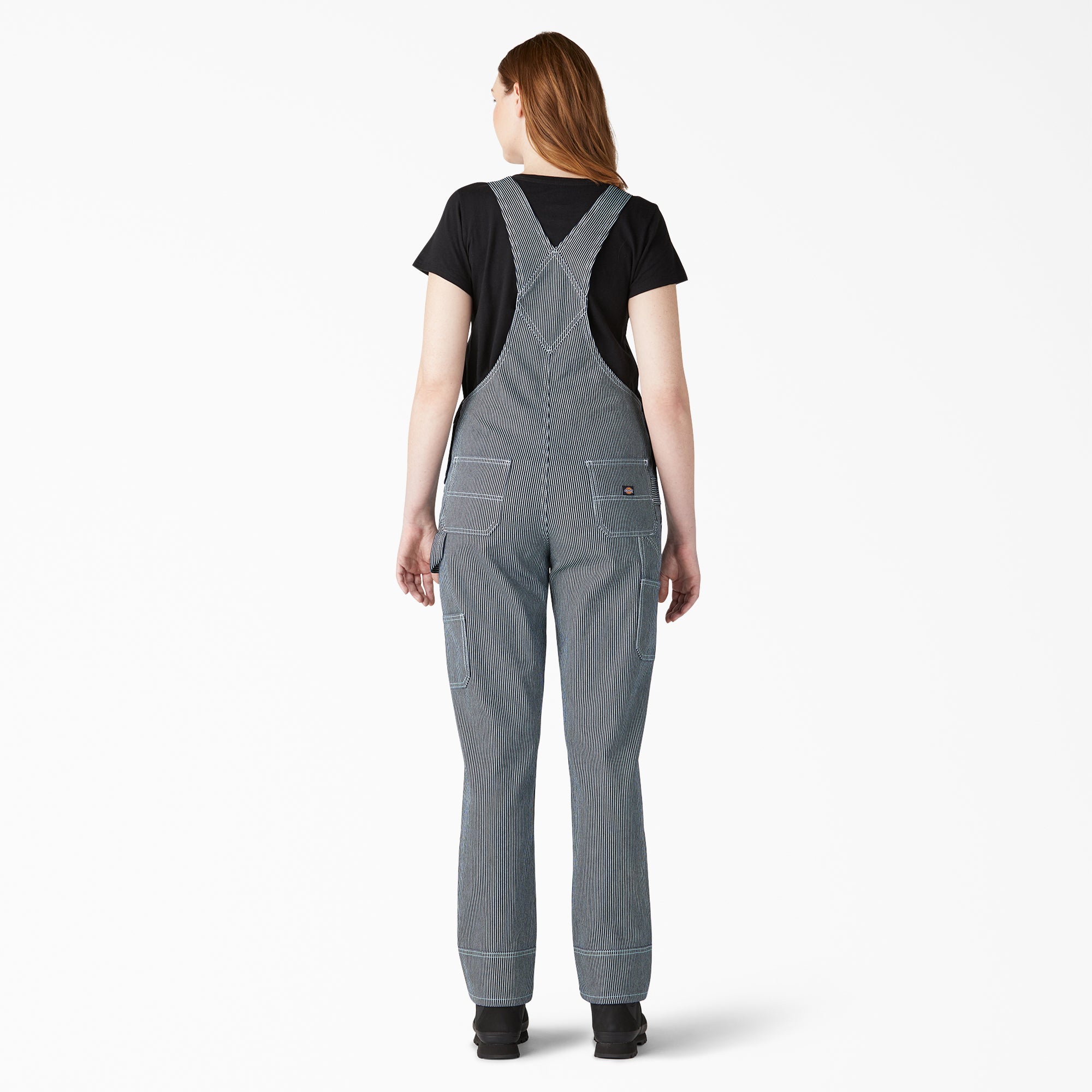 Women's Hickory Stripe Boyfriend Fit Bib Overalls | Dickies US