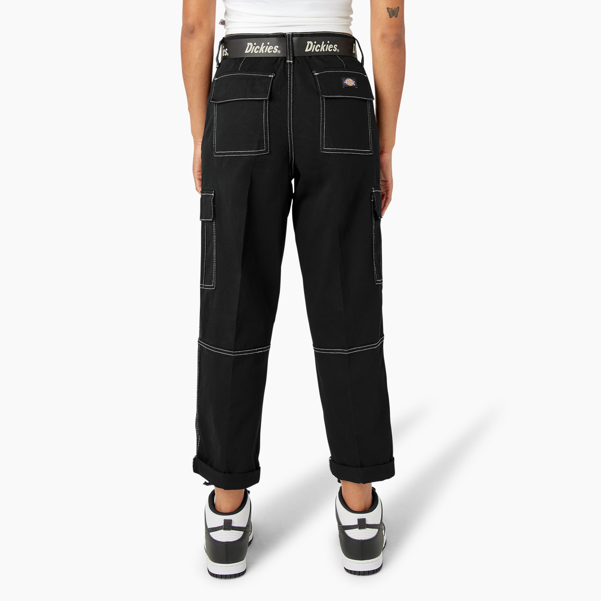 Women's Relaxed Fit Contrast Stitch Cropped Cargo Pants | Dickies US