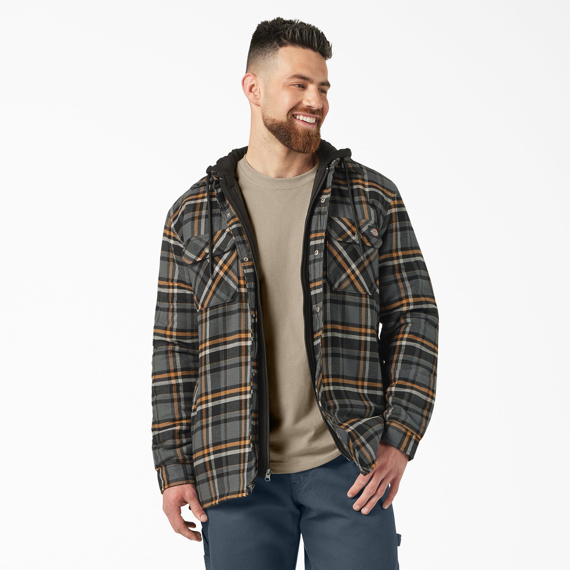 Water Repellent Flannel Hooded Shirt Jacket | Dickies CA