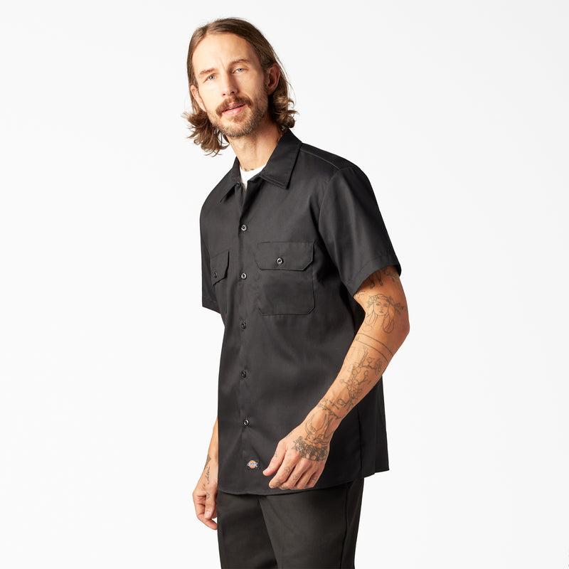Dickies Men's Flex Slim Fit Short Sleeve Work Shirt Black | XL Dickies Men's Flex Slim Fit Short Sleeve Work Shirt Black | XL