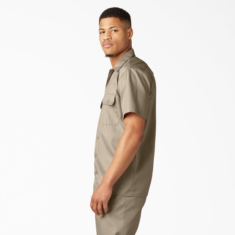 Dickies WS675 Men's FLEX Short-Sleeve Twill Work Shirt - Desert Sand