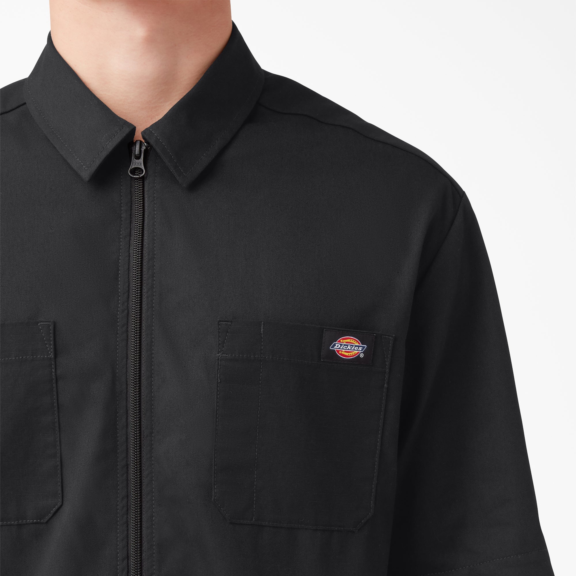 Mixed Media Zip Front Short Sleeve Work Shirt | Dickies US