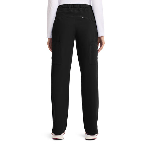 Women's Dynamix Mid Rise Straight Leg Drawstring Scrub Pant - Black - 2