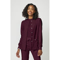 Women's EDS Essentials Snap Front Warm-Up Scrub Jacket - Wine - 1