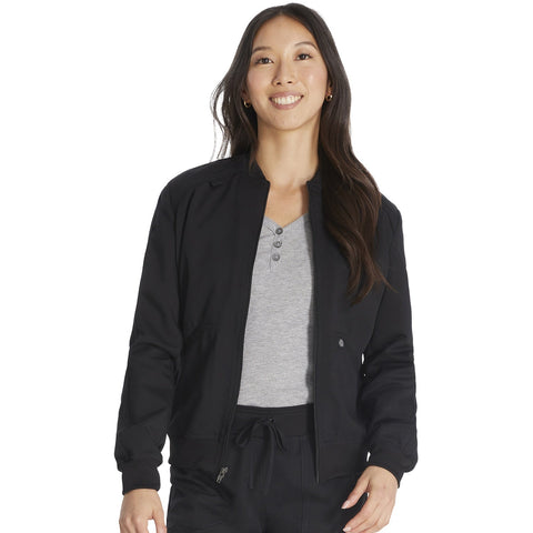 Women's Balance Zip Front Scrub Jacket - Black - 1
