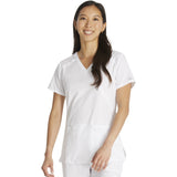 Women's EDS Essentials Mock Wrap Scrub Top - White - 1