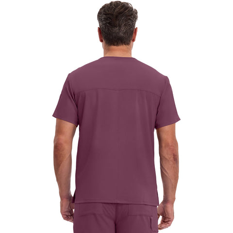 Men's EDS Essentials Tuckable V-Neck Scrub Top - Wine - 2