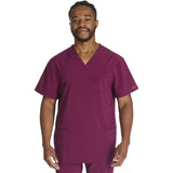 Men's EDS Essentials V-Neck Scrub Top - Wine - 1
