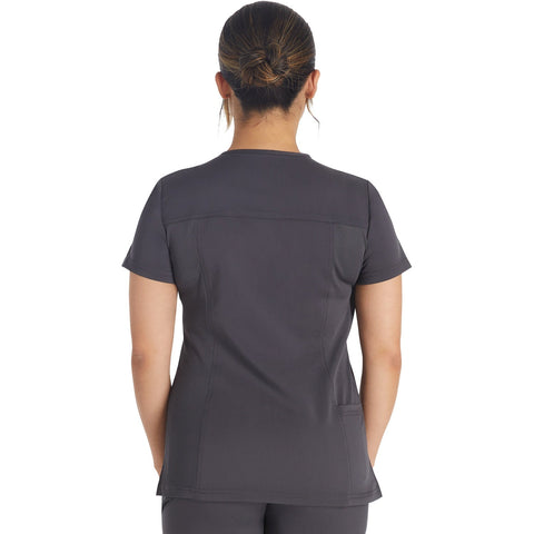 Women's Balance Notched V-Neck Scrub Top - Pewter - 2