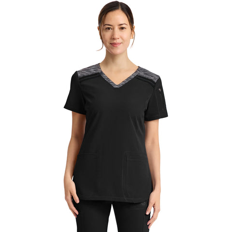 Women's Dynamix V-Neck Scrub Top - Black - 1