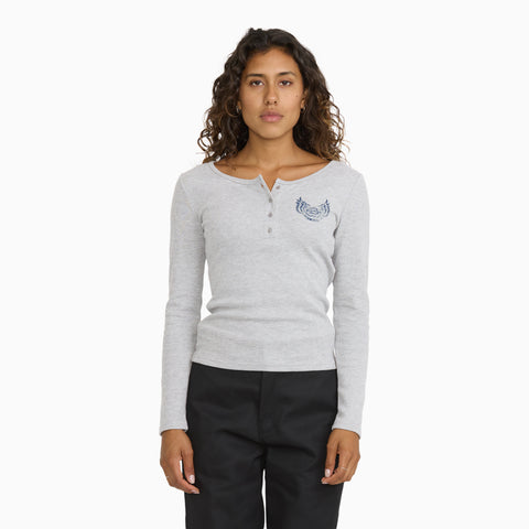 Juniors Long Sleeve Fitted Henley
