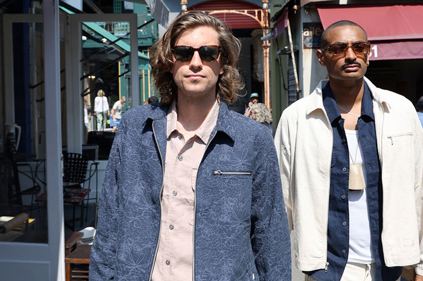 ジャケット・アウター tuki2WAY ARRANGE TAILORED OVER JACKET The crooked Tailor Reversible over jacket [mocha×bk gray]