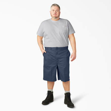Loose Fit Flat Front Work Shorts, 13"