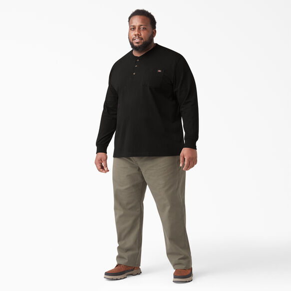 Heavyweight Long Sleeve Henley T-Shirt - Black &#40;BK&#41;