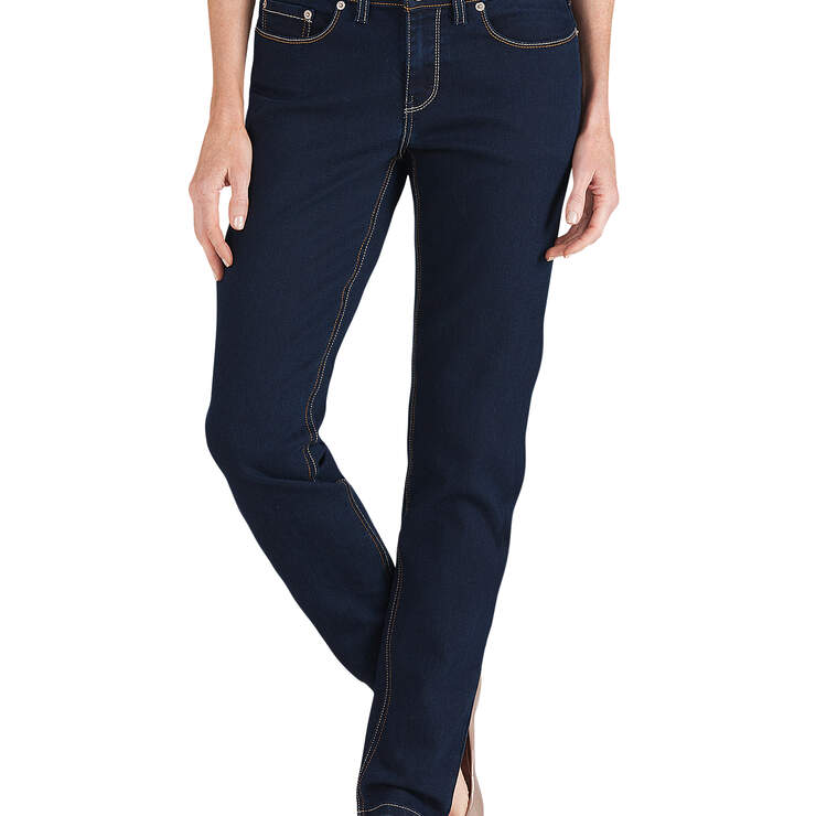 Women's Curvy Fit Skinny Leg Denim Jeans - Stonewashed Dark Blue (DSW) image number 1