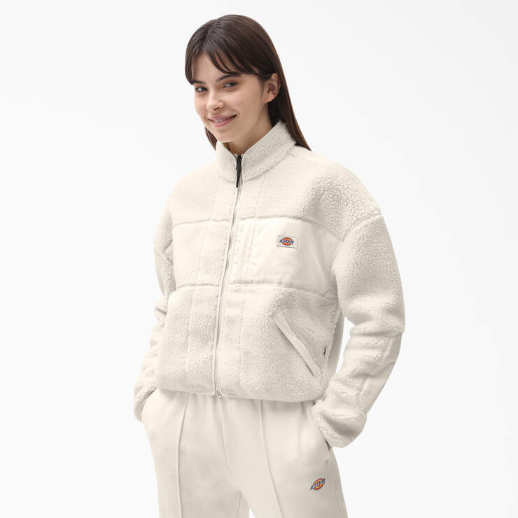 Women's Red Chute Fleece Jacket - White (WH) image number 1