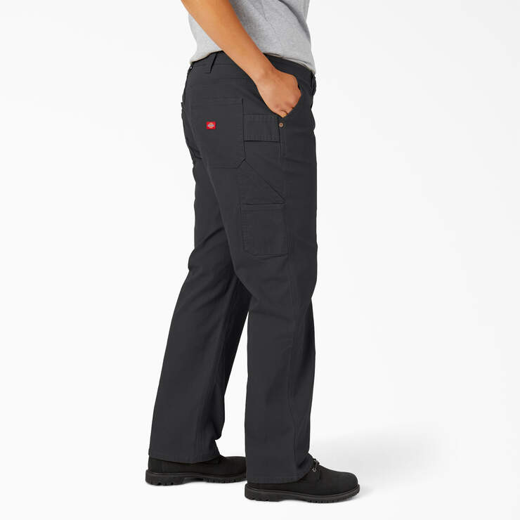 Women's Plus FLEX Relaxed Straight Fit Duck Carpenter Pants - Rinsed Black (RBK) image number 4