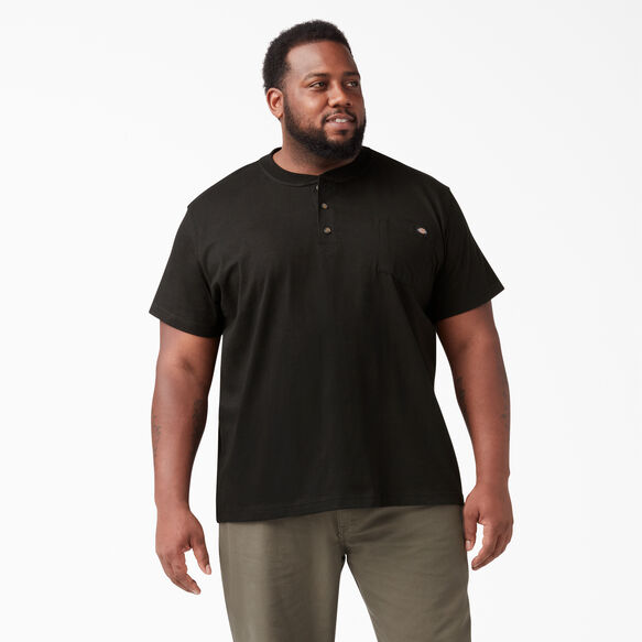 Heavyweight Short Sleeve Henley T-Shirt - Black &#40;BK&#41;