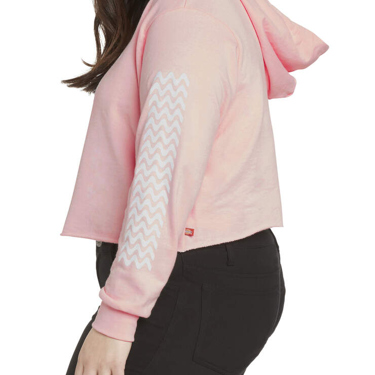 Dickies Girl Juniors' Plus Tread Sleeve Cropped Fleece Hoodie - Pink (PK) image number 3