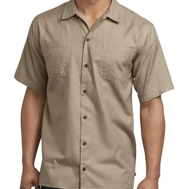 Icon Relaxed Fit Solid Camp Shirt - Stonewashed Desert Sand (SDS) image number 1