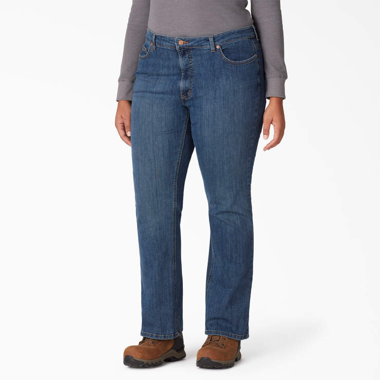 Women's Plus Perfect Shape Bootcut Jeans - Stonewashed Indigo Blue (SNB) image number 1
