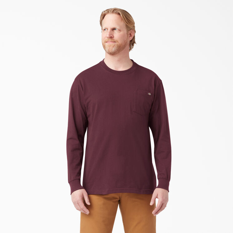 Heavyweight Long Sleeve Pocket T-Shirt - Burgundy &#40;BY&#41;
